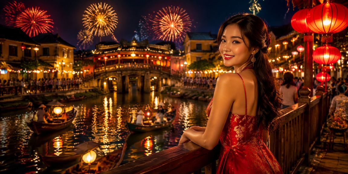 Không khí chợ đêm Hội An lung linh đèn lồng, nền cảnh cho những cuộc trò chuyện về kèo bóng đá